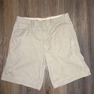 Tommy Bahama Mens 33 Shorts Preppy Flat Front Khaki Tencel Cotton Chino 33x9